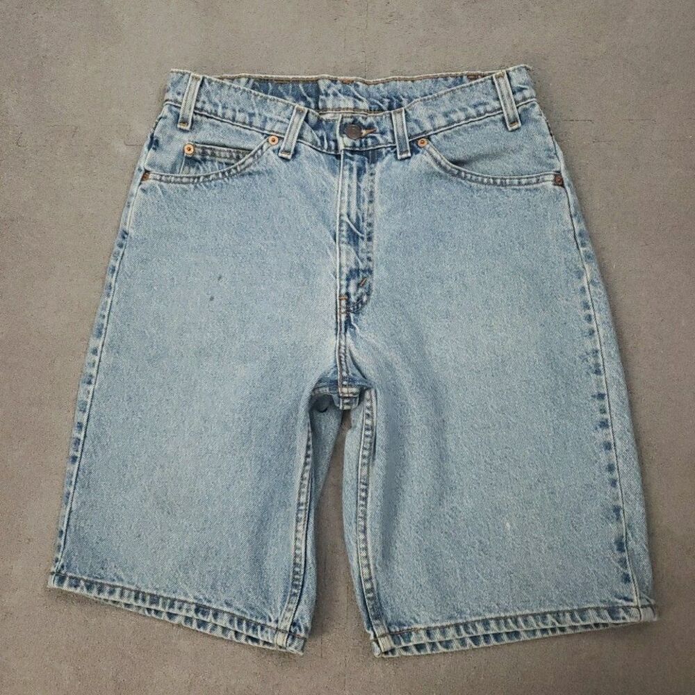 Levis 550 Relaxed Fit Denim Shorts Mens 32 Blue Orange Tab Made in USA Vintage